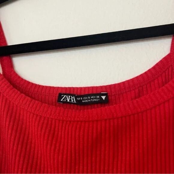 Zara Red High Cut Ribbed Bodysuit - Picture 5 of 6